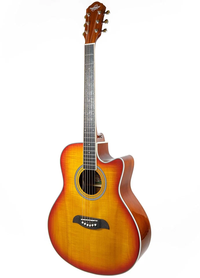 Oscar Schmidt OA10CE Mini Auditorium Acoustic-Electric Guitar - Spalted Maple - Image 4 of 4