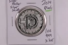 2014 Bitcoin Crypto Silver Bullet Shield 1 Oz .999 Proof Fine Round Toned