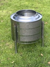 Fire Pit Made From Up cycled Washing Machine Drum And Vacuum Cleaner Tube Legs