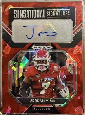 2023 Panini Prizm Draft Picks Red Ice Autograph Jordan Mims SS-JOM Bulldogs