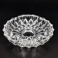 Vintage 7" Clear Crystal? Ashtray Large Heavy Cigar Cigarette Table Top Ash Tray