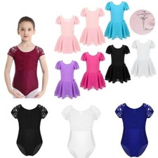 Kids Girls Leotard Skirt Dance Strechy Jumpsuit Dancewear Costume Ballet Dress