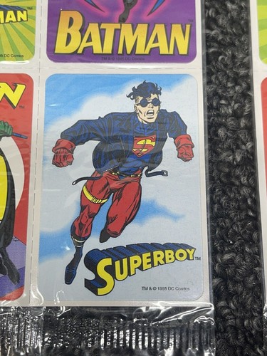 Vintage Sealed 44 Superboy Superman Batman Robin Stickers 1995 Walmart Kids Meal - Picture 8 of 16