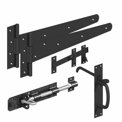 Gartentor Pack Kit 18" T-Shirt Scharnier PADBOLT Brenton LOCK SUFFOLK Riegel schwarz D2 - Bild 3 von 9