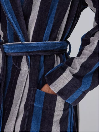 John Lewis Striped Velour Robe - M - WAS £70 - CUSTOMER RETURN - Picture 11 of 15