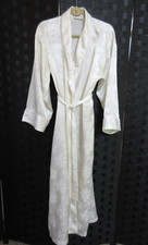 Natori Classics Vintage Ivory Long Robe Belt Pockets w/Floral Design SZ S VGUC