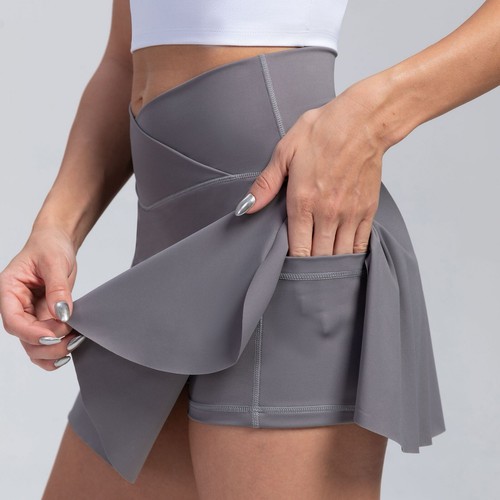 Women's Tennis Skirts Crossover High Waisted Ruffle Layered Athletic Golf Skort - Picture 8 of 86