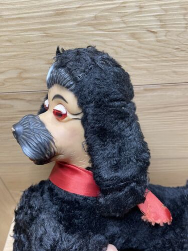 Giocattolo Carnevale Vintage Imbottito Peluche Animale Barboncino Cane Gomma Dipinto Viso 10"" Lng - Foto 4 di 11