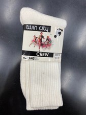 Twin City Cotton Crew Socks 6 pair Pack New Old Stock  sz 10-13 fit shoe sz 9-12