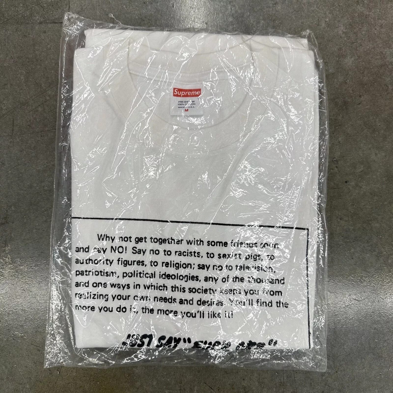 Tee shirt blanc moyen Supreme FW16 Just Say No 