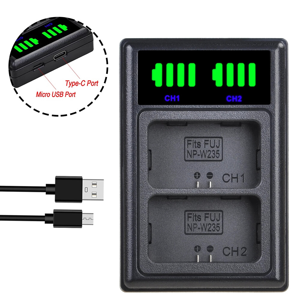 Battery or USB Dual Charger for Fuji NP-W235 NPW235 BC-W235 BCW235 X-T4 XT4  X-T5