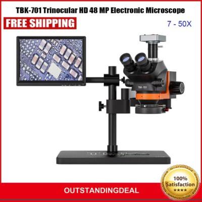 TBK-701 Trinocular HD 48 Million Pixels Electronic Microscope 7-50X for Repair
