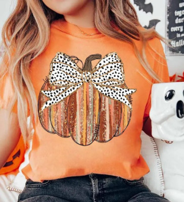 Fall | Pumpkin | Bow | Thanksgiving | Bella Canvas T-shirt