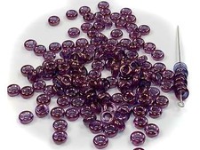 Czech Glass Druk Beads 3x6mm, Smooth Ring, Crystal Violet Luster, 50pcs, P896