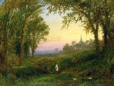 HURSTBOURNE CHURCH J. Cropsey forest Tile Mural Kitchen Backsplash Ceramic 10x8