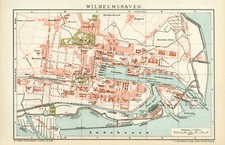 Wilhelmshaven Jadebusen alter Stadtplan Deutsches Reich Lithographie ca. 1892