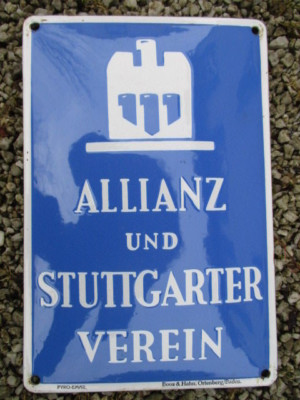 ALLIANZ und STUTTGARTER VEREIN EV.: 9W Pyro Email um 1927