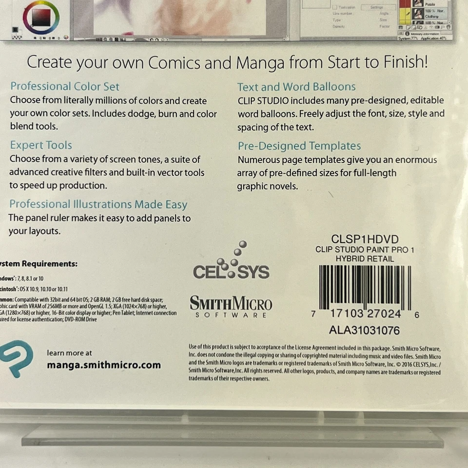 CLIP STUDIO PAINT PRO Full Version Windows and MAC (CD & Case) NEW *SEALED* - Image 4 of 4