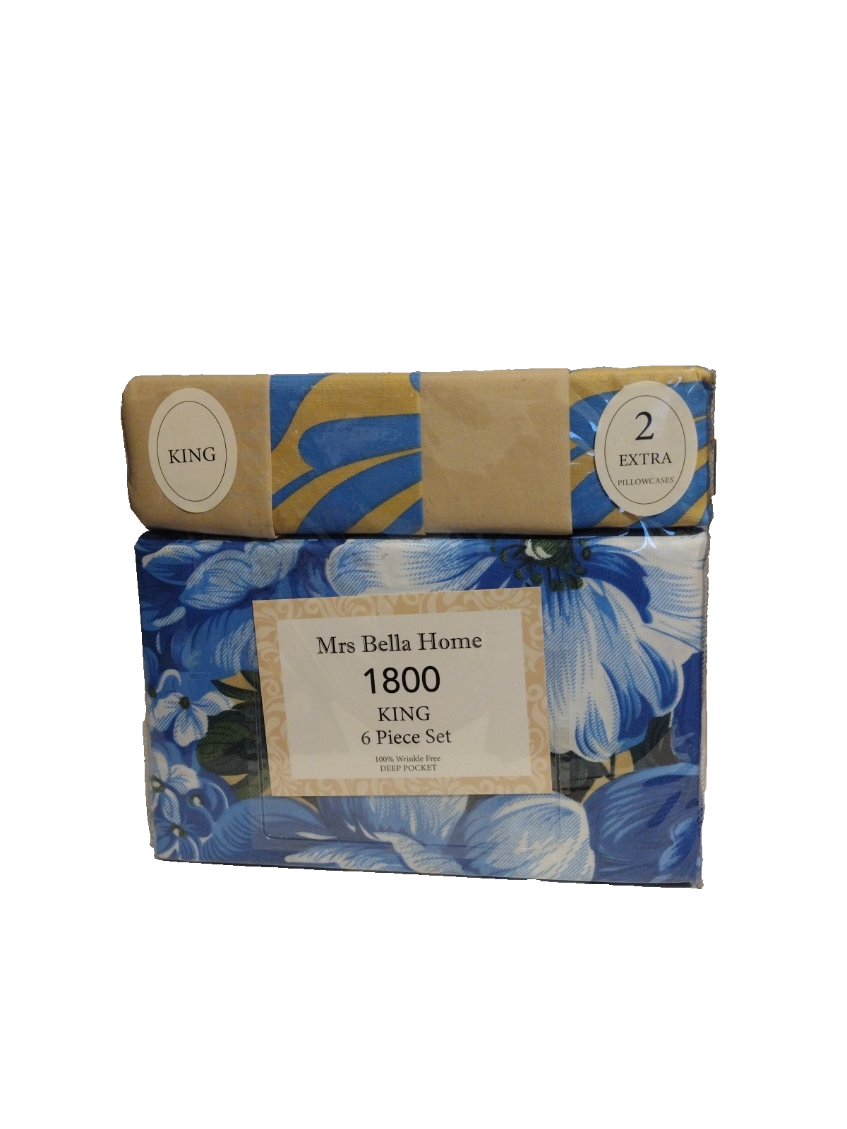 Mrs Bella Home 1800 Series SheetT Set King SIZE 6 Piece 2 Extra pillowcases