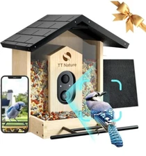 Smart Bird Feeder With Camera Solar Powered Solar Roof   Auto Capture To Phone 