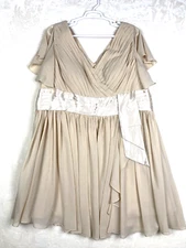 Champagne Romantic Dress Womens 24 plus Sash Wedding evening Cocktail Party