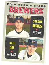 2019 Topps Heritage Brewers 2019 Rookie Stars (Corbin Burnes / Nate Orf) #88 RC