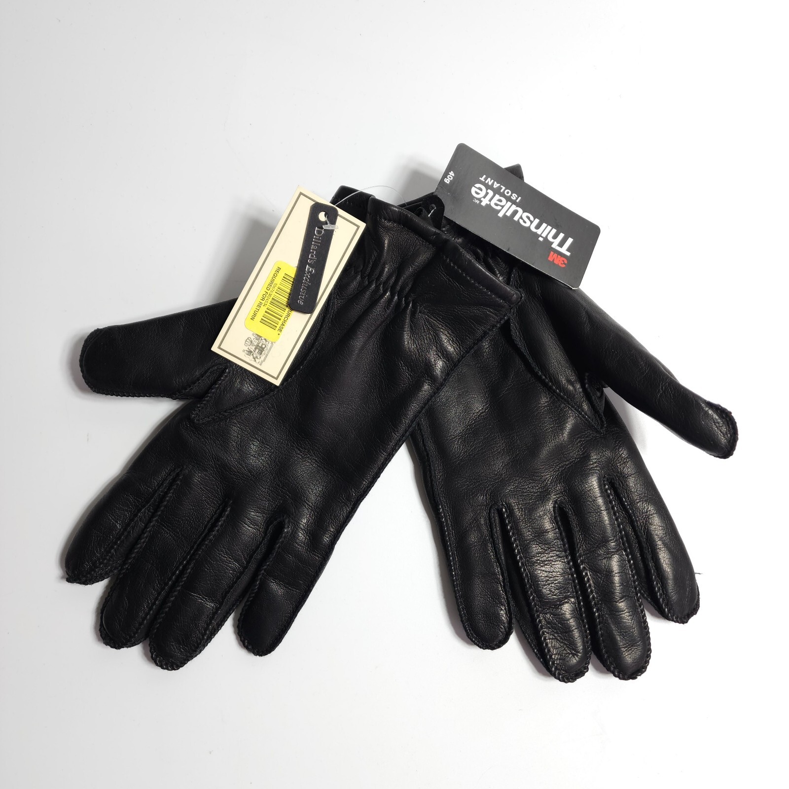 Fownes Brothers Mens Black Leather Gloves Size Large New MSRP 65