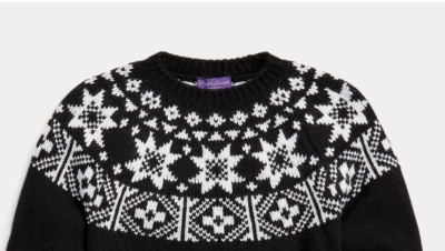 Ralph Lauren Purple Label Fair Isle Yoke Ski Snowflake Cashmere