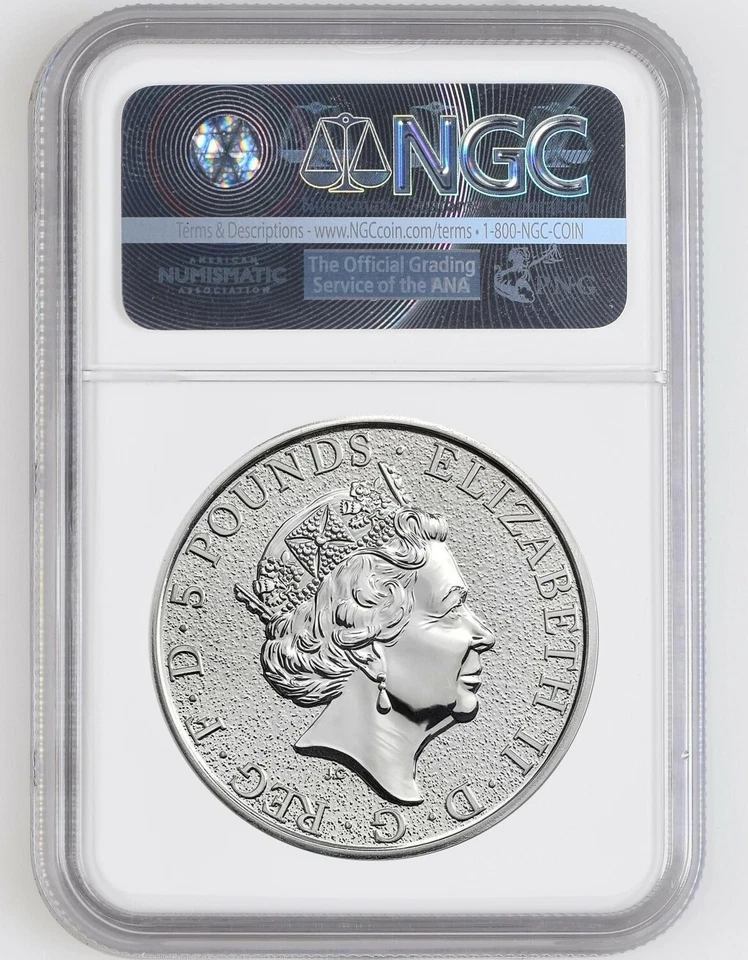 British Silver Queen's Beasts 2016 2 oz León de Inglaterra - NGC GEM BU Foto 2 de 2