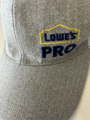 #ad Lowes Pro Hat Employee Uniform Blue Embroidered Gray With White Mesh Adjustable $10.75