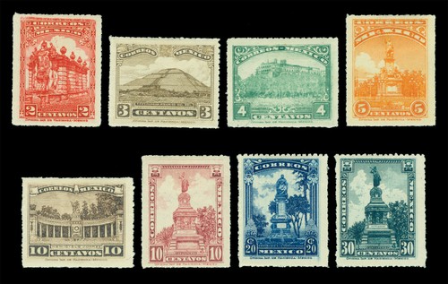MEXICO 1923 PICTORIALS - no watermark set - Scott# 634-641 mint MH