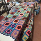 Vintage Large Colorful Granny Square Afghan 88x68 “ Hand Made Crocheted
