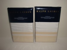 Ralph Lauren Bowery Sateen Euro Sham Pair Set Hollywood Cream White Cotton 290