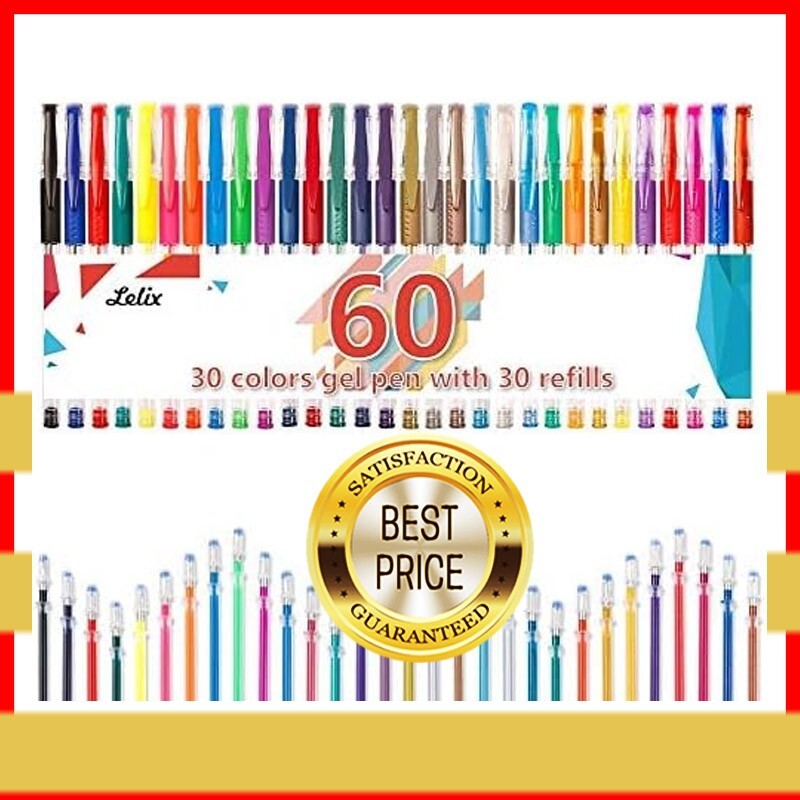 Glitter Gel Pens, Lelix 60 Pack Glitter Gel Pen Set, 30 Glitter Colors