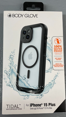 Body Glove Tidal Waterproof Case MagSafe iPhone 15+ Black+Floating Wrist  Strap