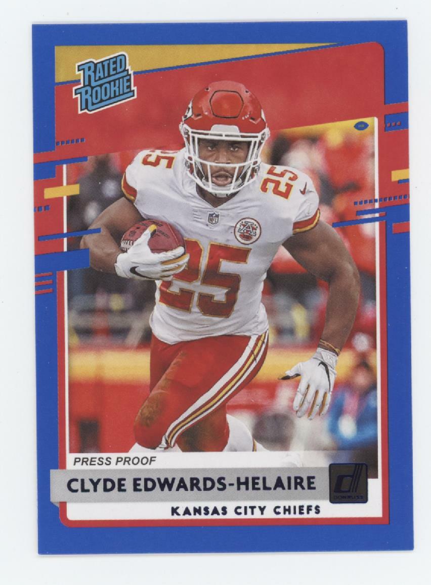 Clyde Edwards-Helaire 2020 Donruss NFL BLUE PRESS PROOF RATED ROOKIE #321 CHIEFS