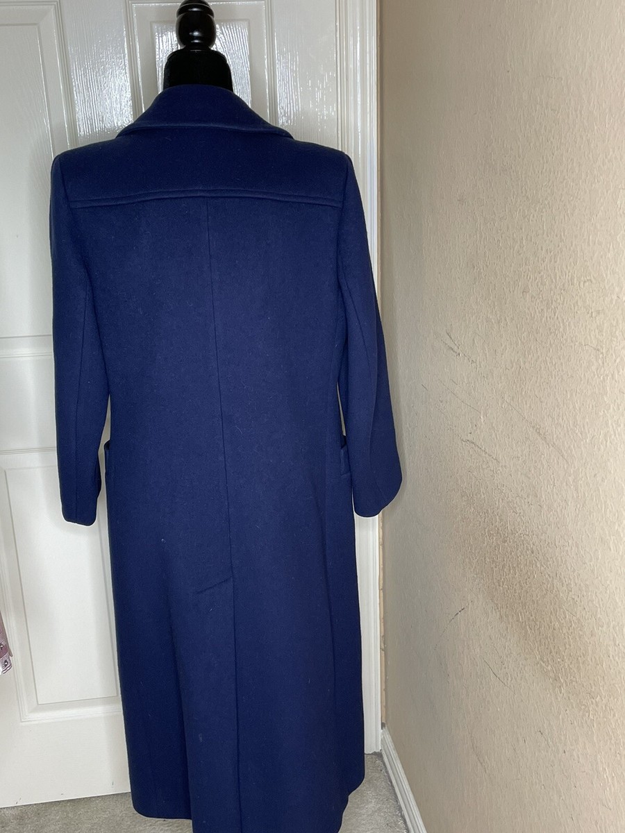 Vintage Pendleton Navy Women's Long Double Breasted 100% Wool Coat
