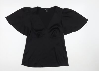 Friends Like These Damen schwarzes Polyester Basic T-Shirt Größe 8 V-Ausschnitt