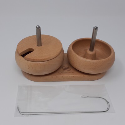 Bead Spinner Set Wooden Beading Bowls Double Bowl & Needles Jewelry Making Craft