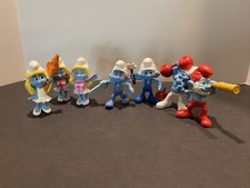 Lot of 7 Smurf Figures McDonald's Peyo Blue Plastic 2013 Happy Meal Toys