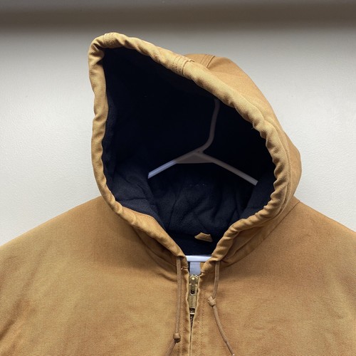 Vintage Carhartt J140 BRN Brown Distressed Hooded Jacket Coat Mens 2XL Tall - Picture 2 of 22