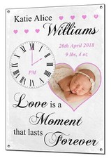 Personalised New Baby Moment in Time Personalised Metal Plaque Christening Gift