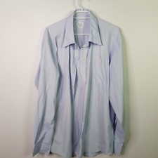 Official HP Regular Long Sleeve Dress Shirt Mens Size 46 Blue White Embroidered