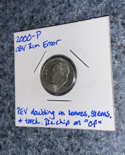 2000 P Dime 10¢ USD Multiple Error Coin – Rim Error + Doubling + Die Chip – RARE - Picture 15 of 24