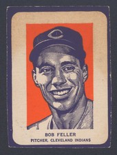 1952 WHEATIES BASEBALL CARD ~ BOB FELLER ~ CLEVELAND INDIANS ~ FULL BLUE BORDER