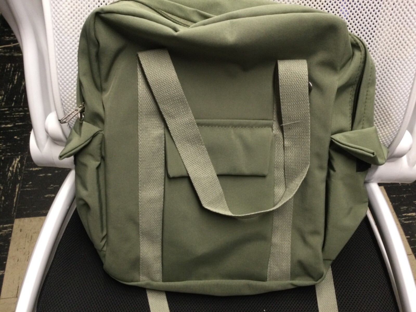 pocket front backpack preppy style solid color nylon bookbag