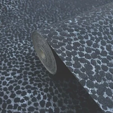 Wallpaper Black Metallic Textured Flocking animal fur cheetah Flocked velvet 3D