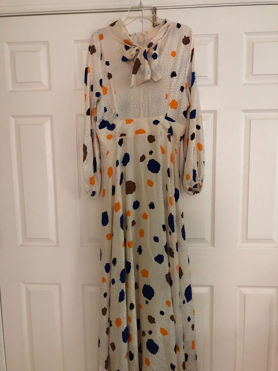 Unbranded Size M Floral Maxi Long Dress Gown Ivory Blue Gold Brown Women  Stylish | eBay