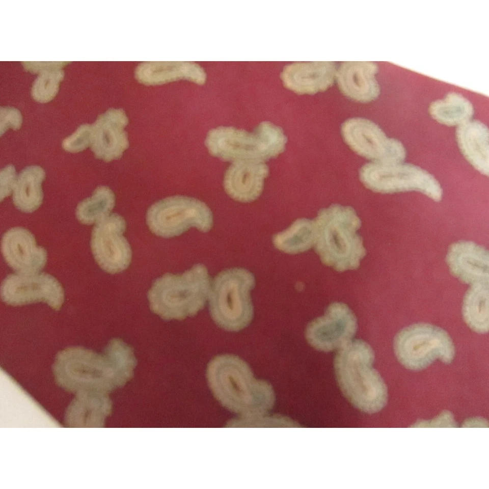 Corbata de cuello de seda vintage para hombre de 3,5” 56” patrón de cachemira roja Saddle Club Foto 4 de 4