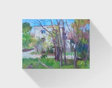 Oil painting Tairovsky courtyard Ukrainian painter canvas original landscape art